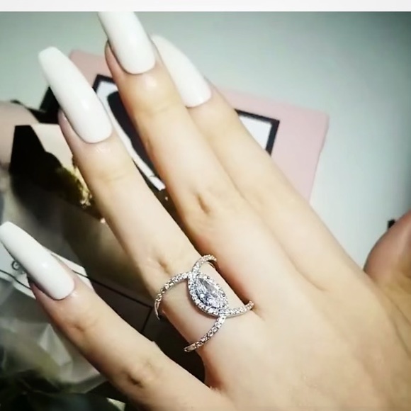 🆕925 Silver Open Style Halo Marquise Diamond Ring - Picture 1 of 13